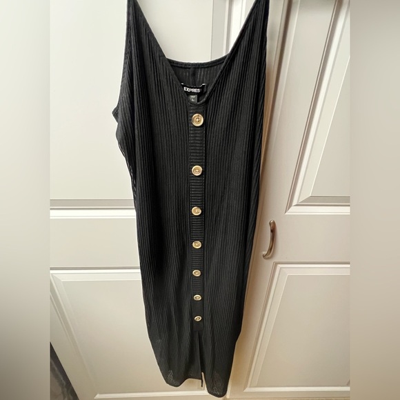 Express Black Ribbed Sleeveless Slip Midi Dress, Large - Picture 5 of 5
